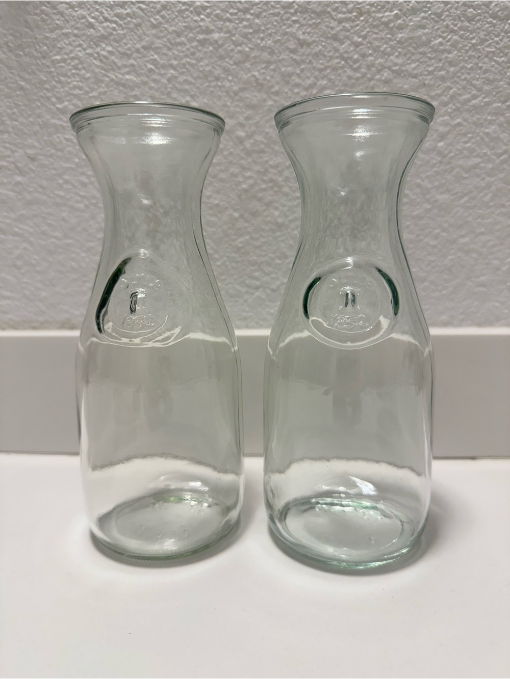 Mason Clear Glass Carafe Pair